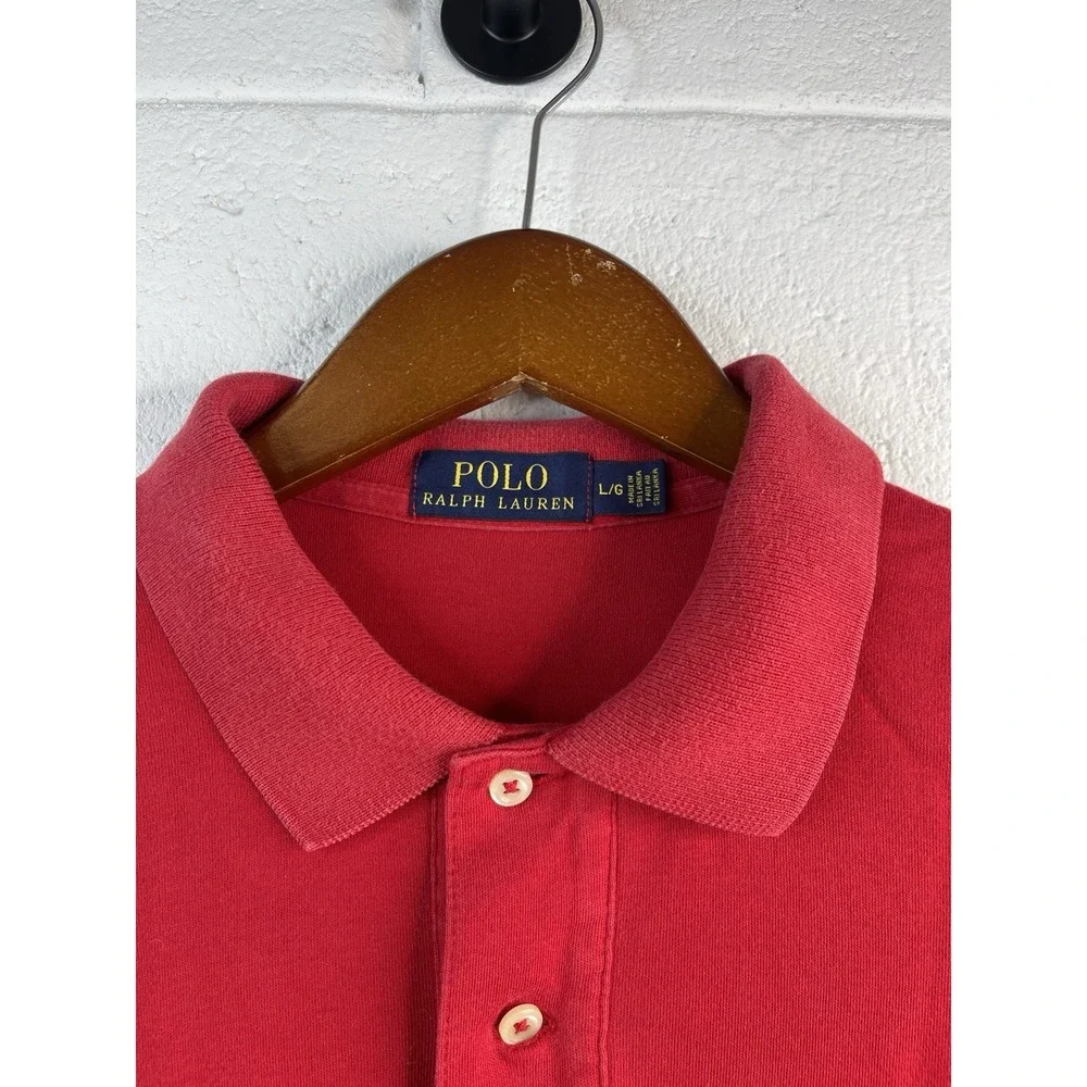 Polo Ralph Lauren Polo Shirt Mens L Red Excellent Short Sleeve Cotton Pony Logo